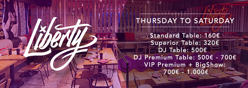 VIP tables Liberty Madrid